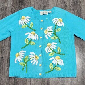 Vintage Design Options by Philip & Jane Gordon Blue Daisy Sweater